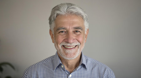 Healthy old man, smiling face, image photo, foreign silhouetteの素材