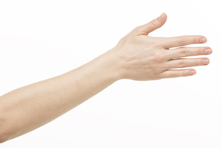 Female hand gesture, isolated on whiteの写真素材