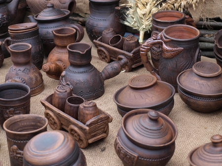 Ukrainian handmade souvenirs at the summer fair   の写真素材