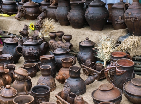 Ukrainian handmade souvenirs at the summer fair   の写真素材