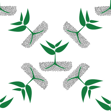 growing green plants in soil, vector seamless pattern.のイラスト素材