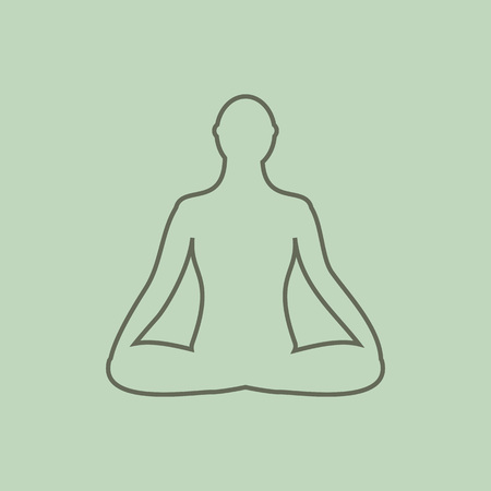 Meditation icon. human meditating 
Yoga Pose. Fitness, gym and Sport.Relaxのイラスト素材