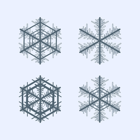 Collection of snowflakes. Winter decorative element.のイラスト素材