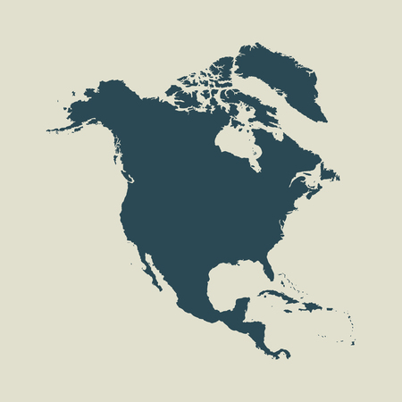 Outline map of North America. Isolated vector illustration.のイラスト素材