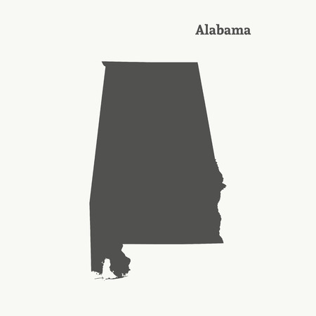 Outline map of Alabama. Isolated vector illustration.のイラスト素材