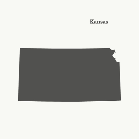 Outline map of Kansas. Isolated vector illustration.のイラスト素材