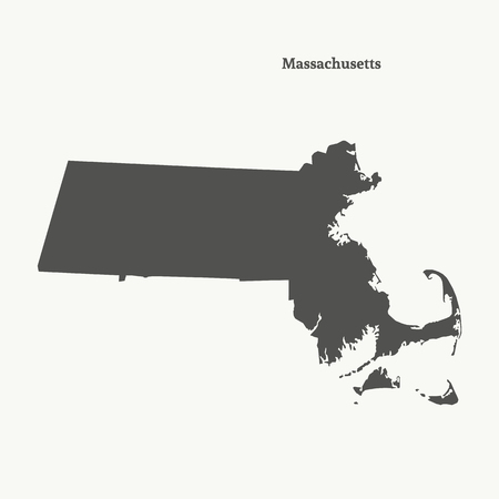Outline map of Massachusetts. Isolated vector illustration.のイラスト素材