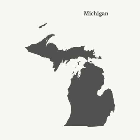 Outline map of Michigan. Isolated vector illustration.のイラスト素材