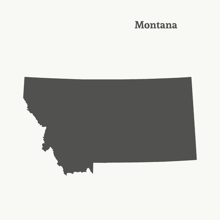 Outline map of Montana. Isolated vector illustration.のイラスト素材