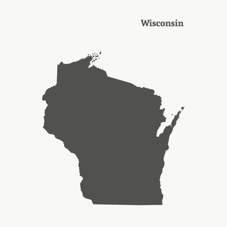 Outline map of Wisconsin. Isolated vector illustration.のイラスト素材