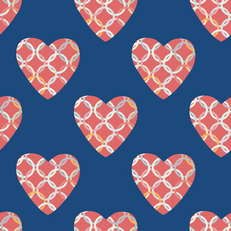 pattern with pink and red hearts. Decorative vector illustration.のイラスト素材