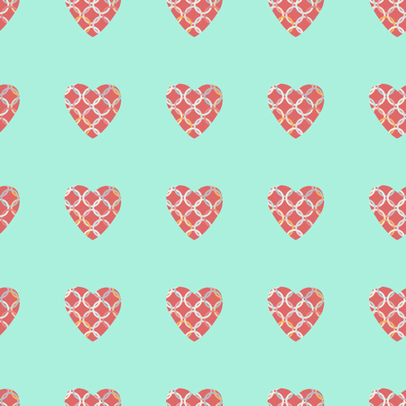 pattern with pink and red hearts. Decorative vector illustration.のイラスト素材
