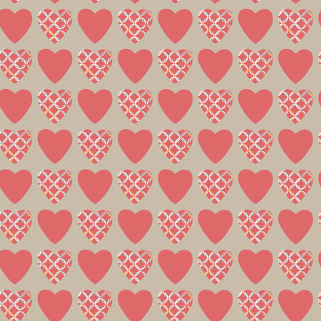 pattern with pink and red hearts. Decorative vector illustration.のイラスト素材