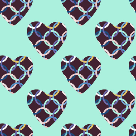 pattern with pink and red hearts. Decorative vector illustration.のイラスト素材