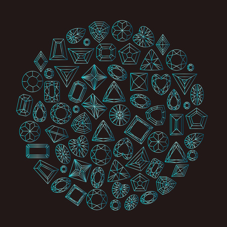 Collection of gems and gemstones outline imageのイラスト素材