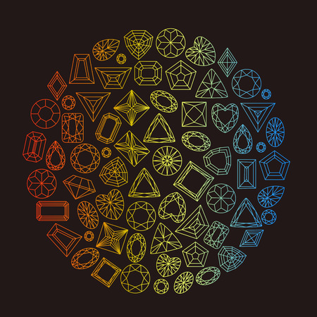 Collection of gems and gemstones outline imageのイラスト素材