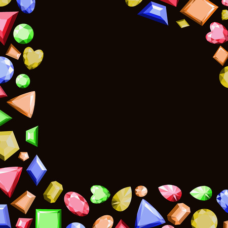 A frame from multi-colored precious stones of different shapes. Vector illustration.のイラスト素材