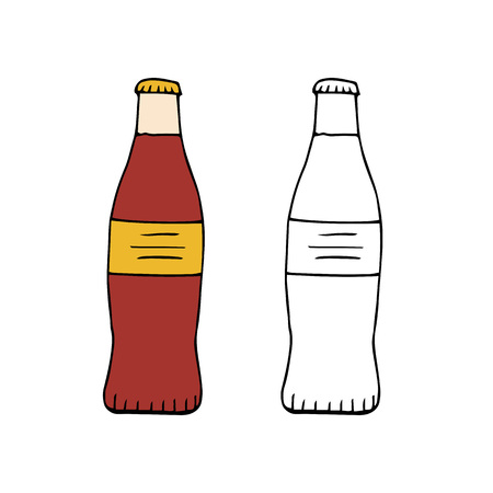 Bottle of soda drink.hand drawn vector illustration.doodles or cartoon styleのイラスト素材