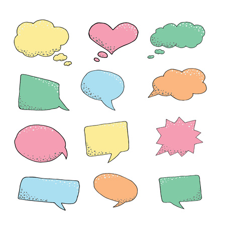 Thought frame. Speech bubble. Dream cloud. Talk balloon. Quote box.  Set of vector illustration icons.のイラスト素材