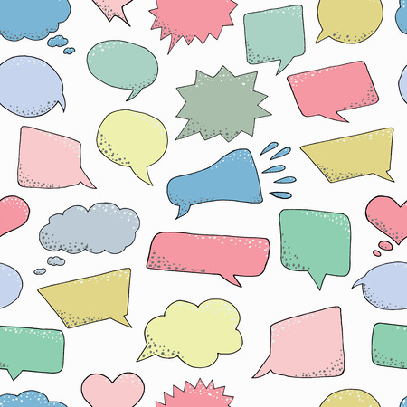 Seamless pattern. Thought frame. Speech bubble. Dream cloud. Talk balloon. Quote box.  Set of vector illustration icons.のイラスト素材