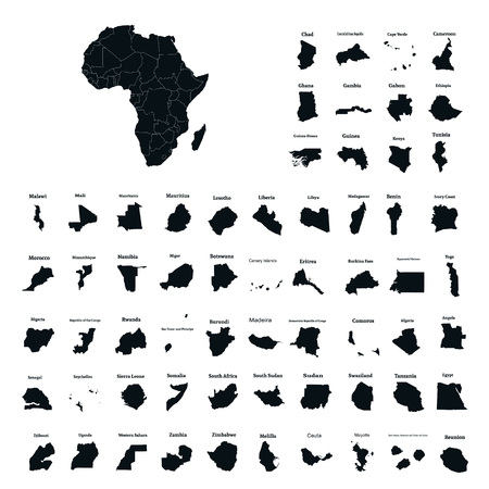 African continent and all countries of Africa. Vector illustrationのイラスト素材