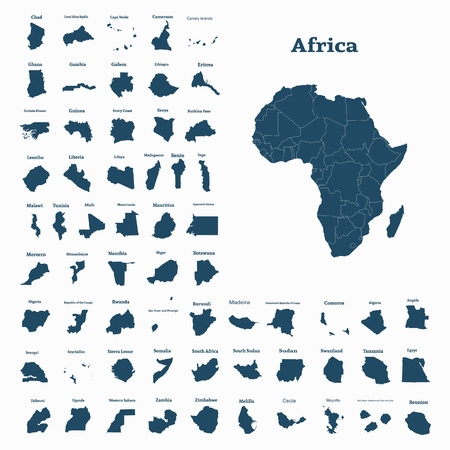African continent and all countries of Africa. Vector illustrationのイラスト素材