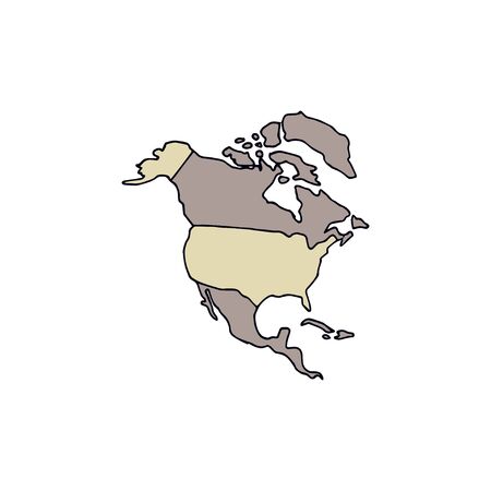 Map of North America. Hand drawn vector illustration on a white background.のイラスト素材