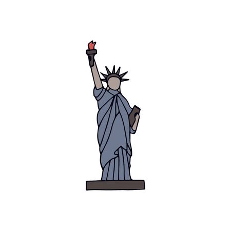 Hand-drawn symbol of USA. Statue of Liberty. Vector illustration on a white background.のイラスト素材