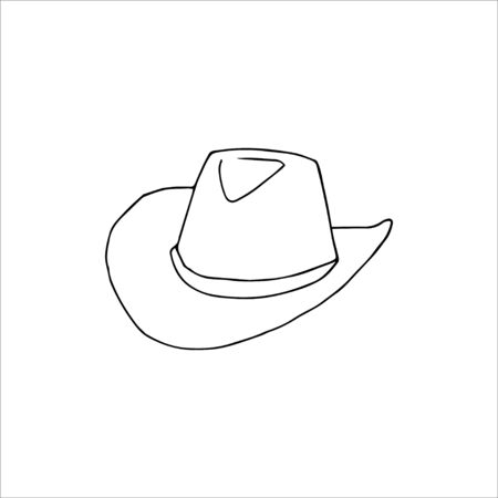 Hand drawn cowboy hat Isolated on a white background. Vector illustration in cartoon style.のイラスト素材