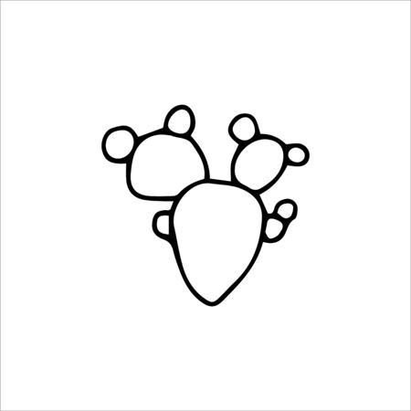 Hand drawn cactus isolated on a white background. Vector illustration in cartoon style.のイラスト素材