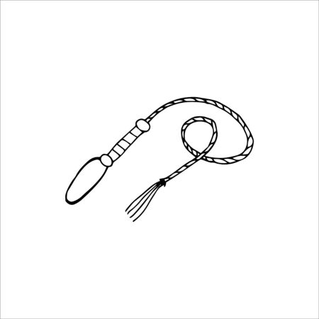 Hand drawn whip isolated on a white background. Vector illustration in cartoon style.のイラスト素材