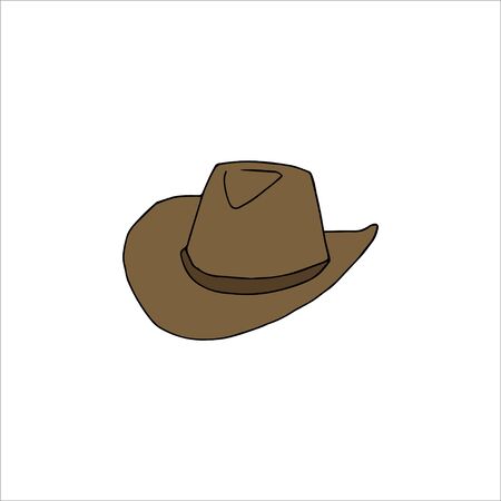 Hand drawn cowboy hat Isolated on a white background. Vector illustration in cartoon style.のイラスト素材