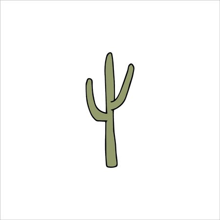 Hand drawn cactus isolated on a white background. Vector illustration in cartoon style.のイラスト素材