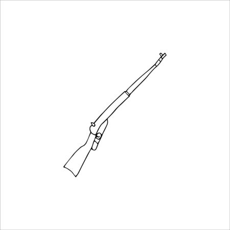 Hand drawn shotgun isolated on a white background. Vector illustration in cartoon style.のイラスト素材