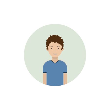 Image of the head and torso of a young man in a flat style. Vector illustration .のイラスト素材