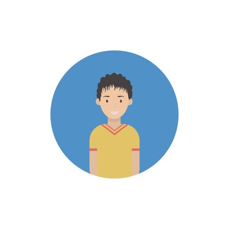 Image of the head and torso of a young man in a flat style. Vector illustration .のイラスト素材