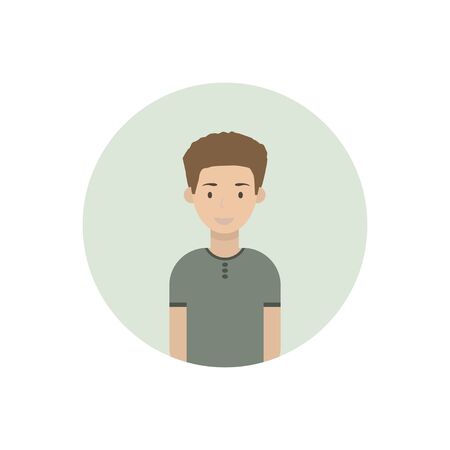 Image of the head and torso of a young man in a flat style. Vector illustration .のイラスト素材