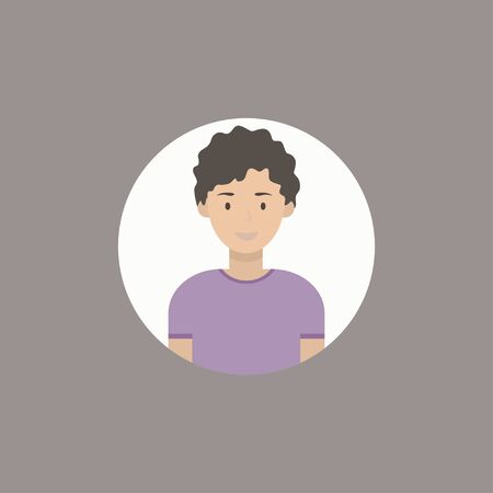 Image of the head and torso of a young man in a flat style. Vector illustration .のイラスト素材