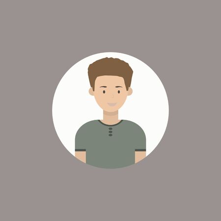 Image of the head and torso of a young man in a flat style. Vector illustration .のイラスト素材