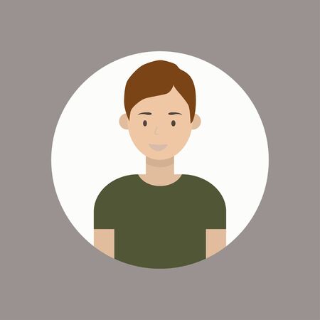 Image of the head and torso of a young man in a flat style. Vector illustration .のイラスト素材