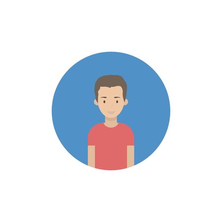 Image of the head and torso of a young man in a flat style. Vector illustration .のイラスト素材