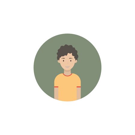 Image of the head and torso of a young man in a flat style. Vector illustration .のイラスト素材