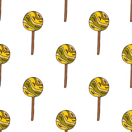 Round lollipop.  Seamless pattern. hand drawn vector illustration.   doodles or cartoon style.
のイラスト素材
