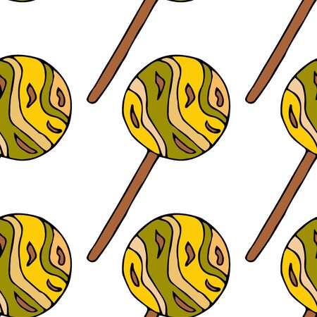 Round lollipop.  Seamless pattern. hand drawn vector illustration.   doodles or cartoon style.&#xA;のイラスト素材