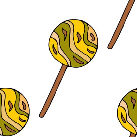 Round lollipop.  Seamless pattern. hand drawn vector illustration.   doodles or cartoon style.
のイラスト素材