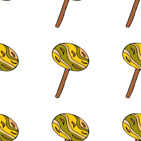 Round lollipop.  Seamless pattern. hand drawn vector illustration.   doodles or cartoon style.&#xA;のイラスト素材