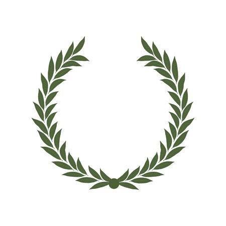 Green laurel wreath. The wreath of the winner. Vector illustration isolated on a white background.のイラスト素材