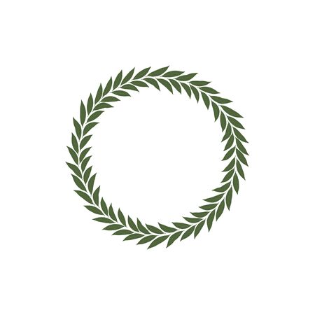 Green laurel wreath. The wreath of the winner. Vector illustration isolated on a white background.のイラスト素材