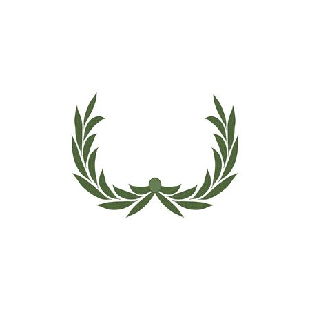 Green laurel wreath. The wreath of the winner. Vector illustration isolated on a white background.のイラスト素材