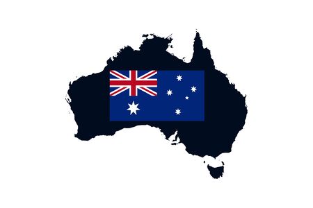 Flag and map of Australia.Vector illustration in flat style.のイラスト素材
